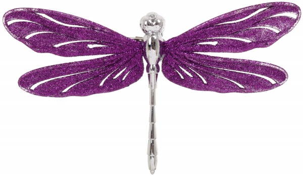 Украшение новогоднее Стрекоза маленькая 14х8,5 фиолетовый