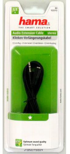 Кабель Hama EXTENSION 3,5 MM MALE STEREO - 3,5 MM FEMALE STEREO 1,5 м чорний (122313) 