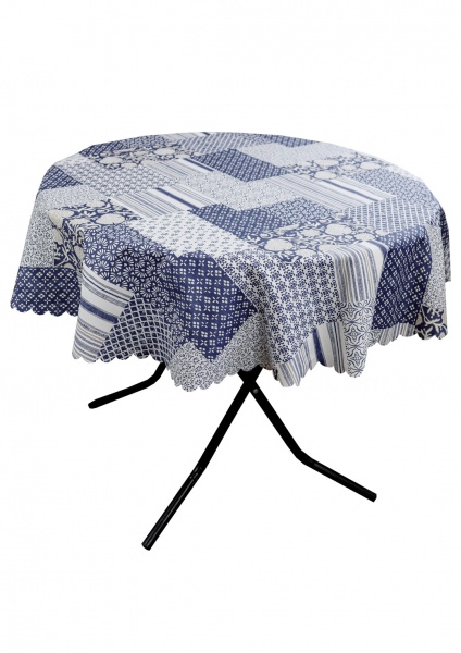 Скатерть водонепроницаемая Пьетра синяя d136 136x136 см Прованс 