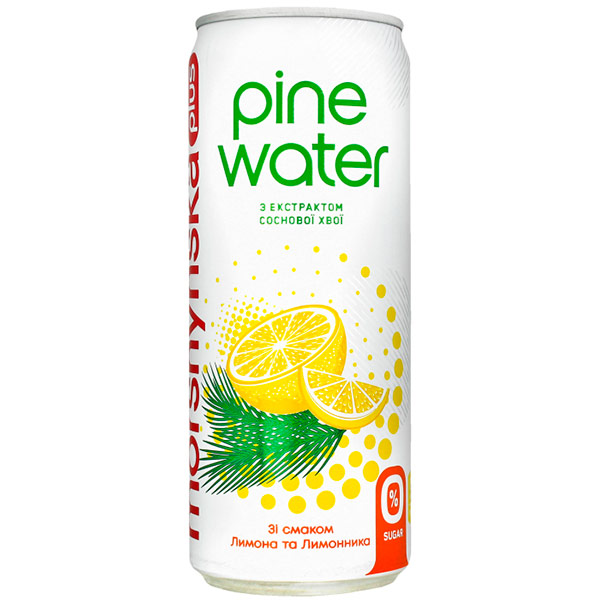 Вода мінеральна Моршинська Pine Water зі смаком лимона та лимонника слабогазована 0,33 л (4820017001786) 