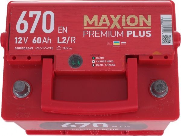Акумулятор автомобільний MAXION Premium+ 6СТ - 60 А2E 670 R 60А 12 B «+» праворуч