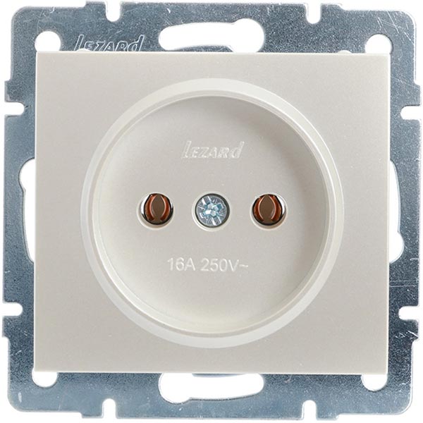 Розетка без заземления Lezard Rain 16 А 250 В без шторок жемчужно-белый 703-3088-121B