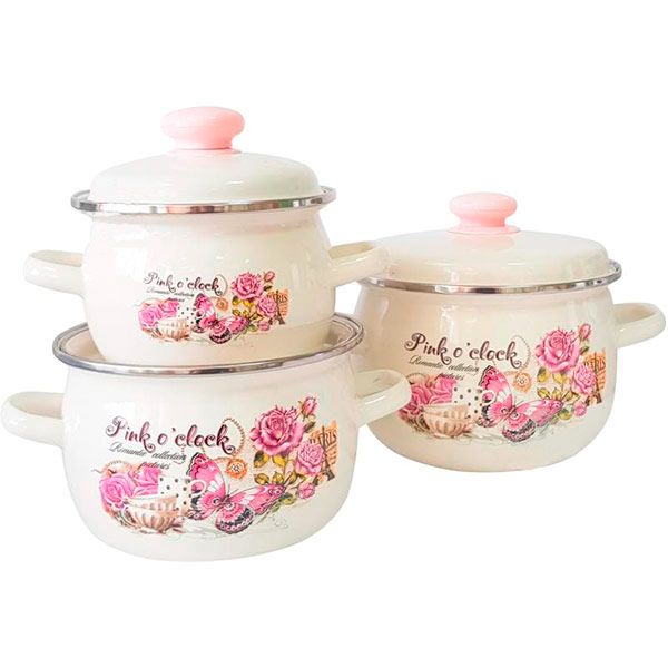 Набор кастрюль Время розового 6 предметов Idilia