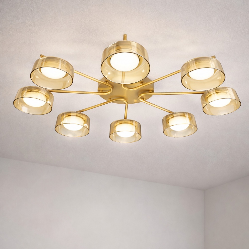 Люстра потолочная LIGHT SET DUSHA MS228 8x12 Вт GX53 золото/янтарь