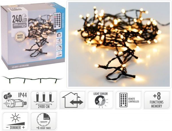 Электрогирлянда тепло-белый встроенный светодиод (LED) 240 ламп 29 м