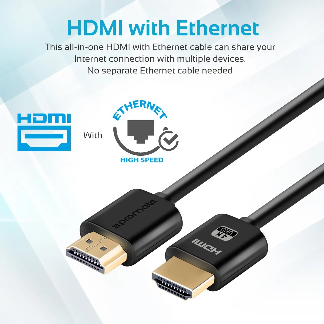 Кабель Promate proLink4K2-150 HDMI - HDMI v.2.0 1,5 м чорний (prolink4k2-150.black)