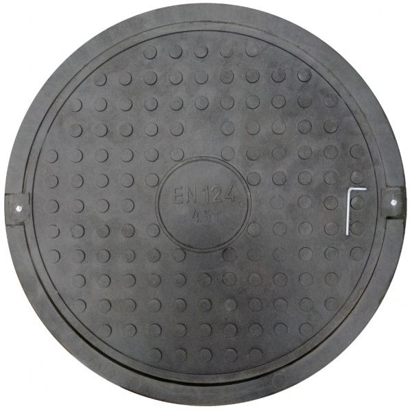 Люк каналізаційний ПОЛІМЕР-ТЕХБУД 770 мм 4,5 т з замком чорний