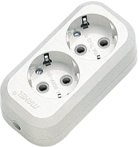 Колодка Makel с заземлением 2 гн. белый MGP111 