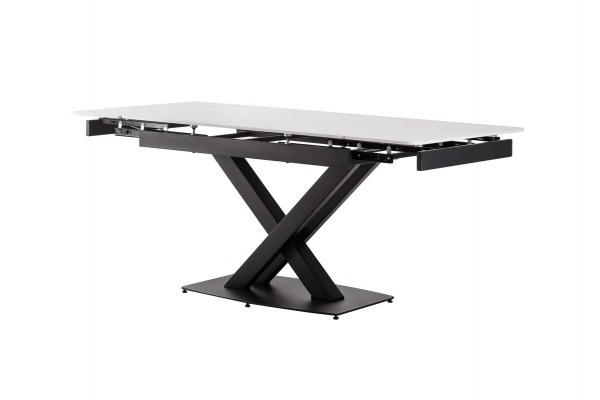 Стол обеденный Калипсо белый мрамор/черный 