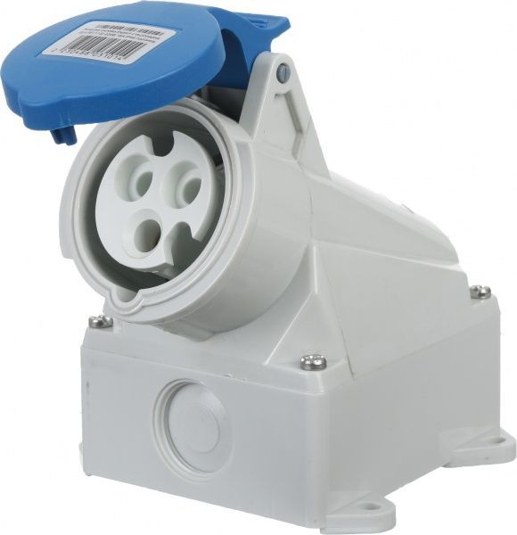 Розетка силовая стационарная с заземлением Expert 2p+PE (113) 220В 16А IP44 серый