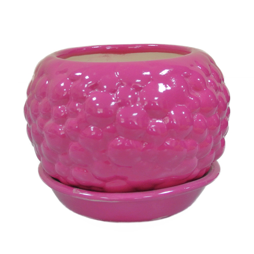 Горшок керамический Ориана-Запорожкерамика Шар bubble круглый 9л малиновый 