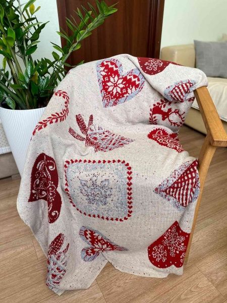 Плед Обворожительность 130x170 см бежевый/красный Прованс 