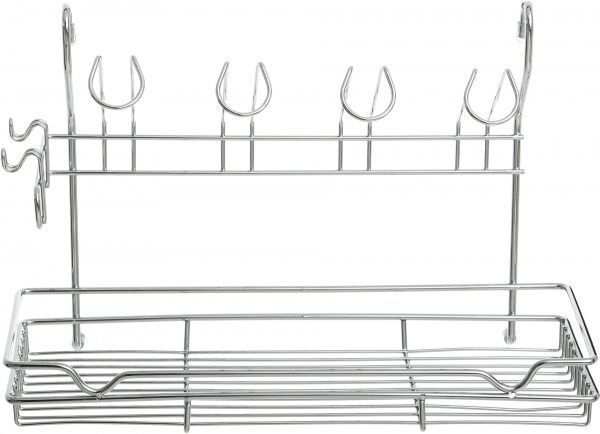 Полиця на рейлінг Sakura® KS-2055 для стаканів і чашок з гачками 390х173х265 мм хром