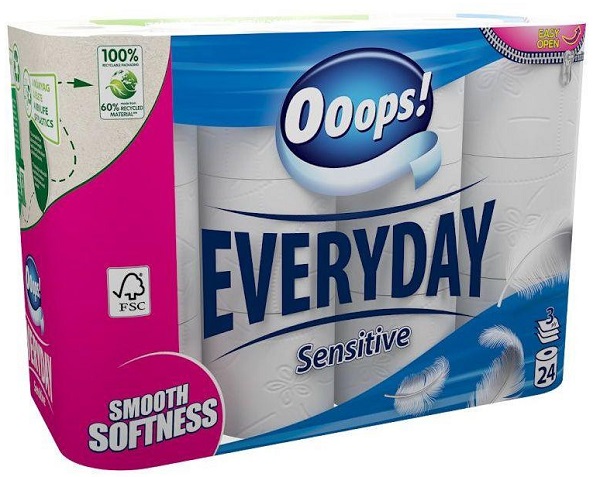 Туалетная бумага Ooops! EveryDay Sensitive трехслойный 24 шт.
