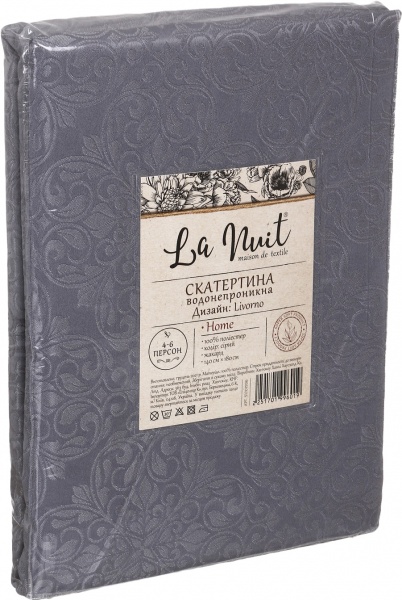 Скатерть Livorno 140x180 см серый La Nuit 