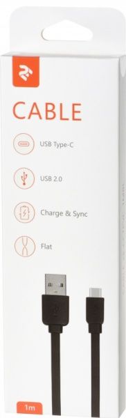 Кабель 2E USB-USB-C 1 м чорний (2E-CCTPVC-1MBL) 