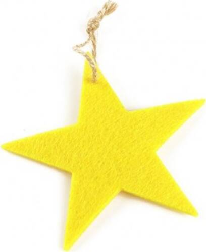 Декорація новорічна Зірка фетр жовтий 10х7см 