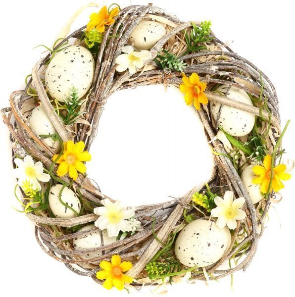 Венок пасхальный с яйцами и цветочками F18S0164