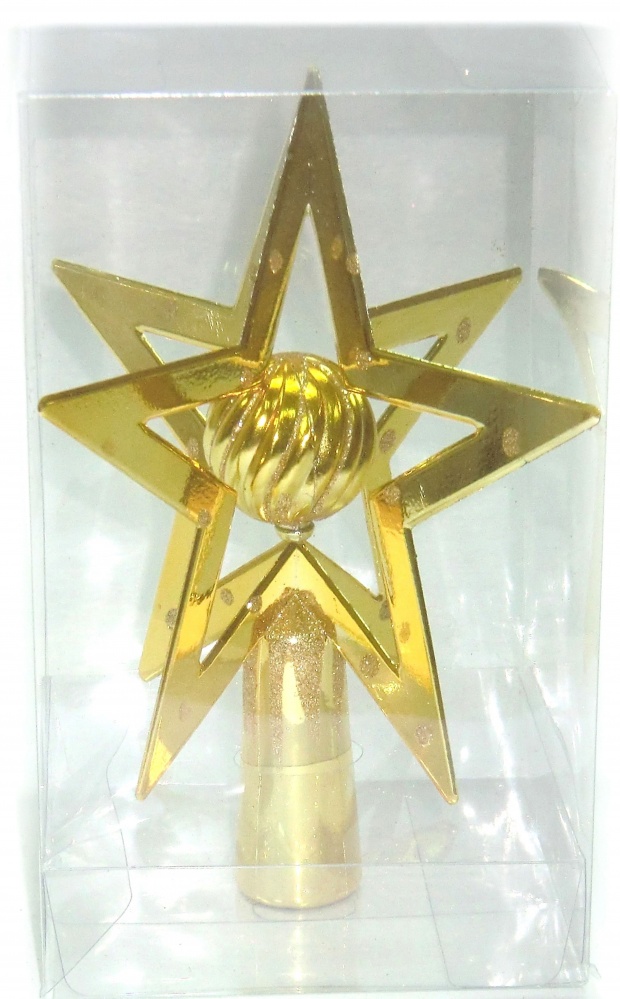 Верхушка для елки рождественская звезда 3D-шар 20 см комбинированная в ассортименте