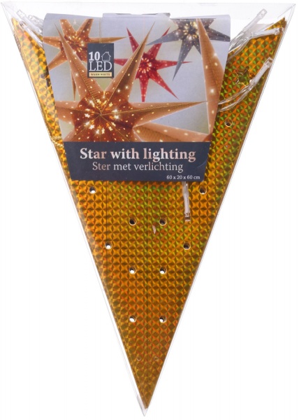 Ялинкова іграшка з підсвічуванням у формі зірки золота ACS202000 