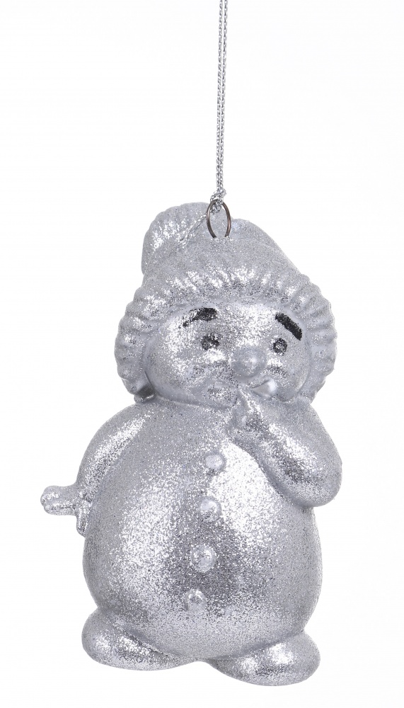 Підвіска Сніговик 3Д срібна присипка 10 см срібний