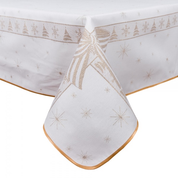 Скатерть FG02-RUNNER027-137, 137x137 см белый с золотым Limaso 