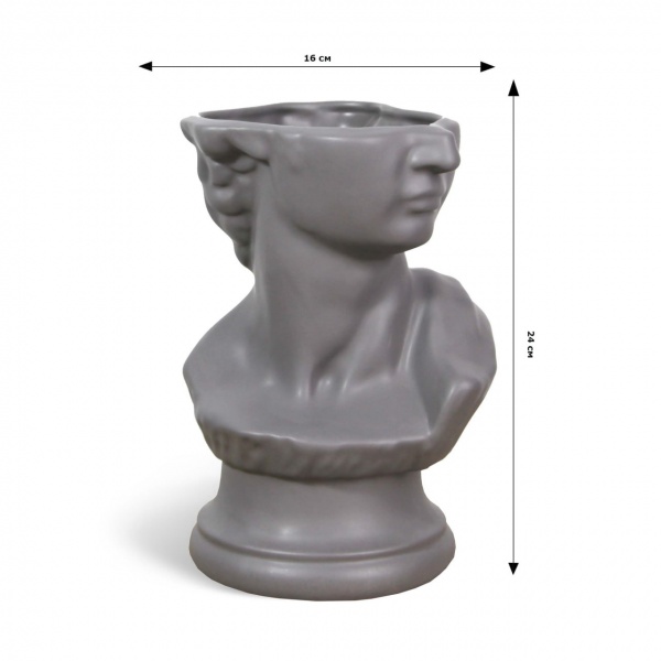 Ваза керамічна Rezon Давид V016Х02m 24 см сірий матовий 