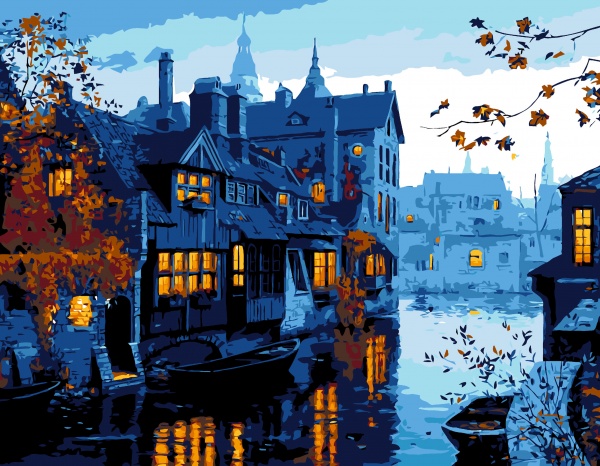 Картина за номерами Вечірній пейзаж 35x45 см Rosa Start 