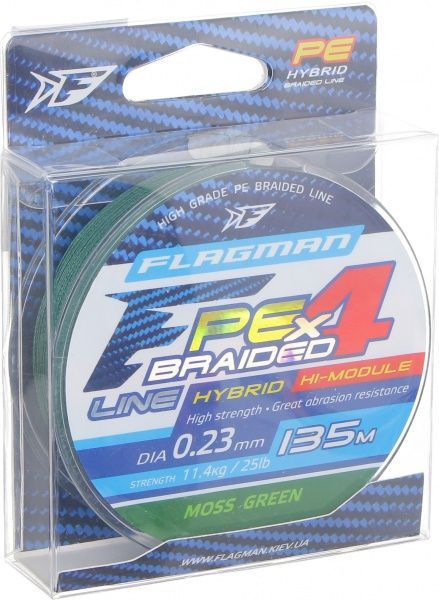 Шнур Flagman PE Hybrid F4 MossGreen 135м 0,23мм 11,4кг