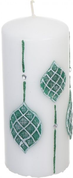 Свеча Цилиндр декоративная Аппликация Эллипс 70х150 зеленая Pako-If