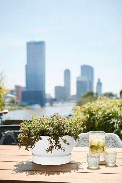 Вазон пластиковый Elho Greenville Bowl 33 см круглый 11,6 л белый (332266) 