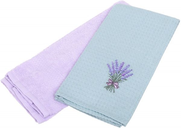 Набір рушників з вишивкою 45x60 см Homeline фіолетовий/блакитний 
