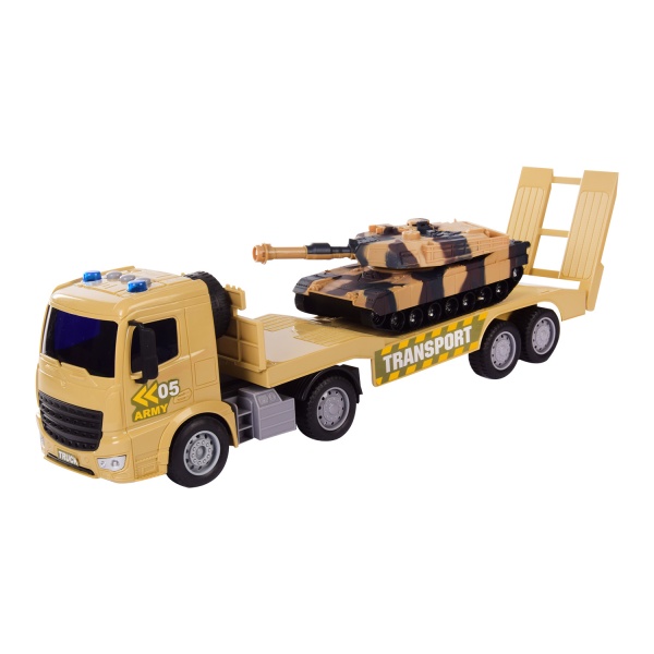 Іграшка Автопром Військовий тягач із танком 1:18 RJ3365
