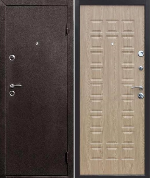 Дверь входная Tarimus Варшава Ялина карпатська (860L) RAL 8019 / бежевый 2050х860 мм левая