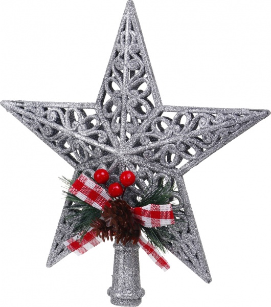 Верхівка для ялинки 21х20х2.5 см EA0188S глянцева срібло 