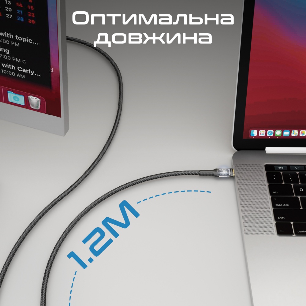 Кабель Promate Lucidline-CC120 USB-C to USB-C 100W Power Delivery 1,2 м black (lucidline-cc120.black)