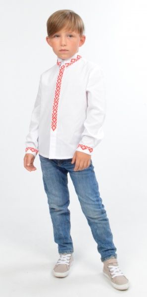 Вышиванка для мальчиков Эдельвика 151-20/09 с красной вышивкой р.152 белый 
