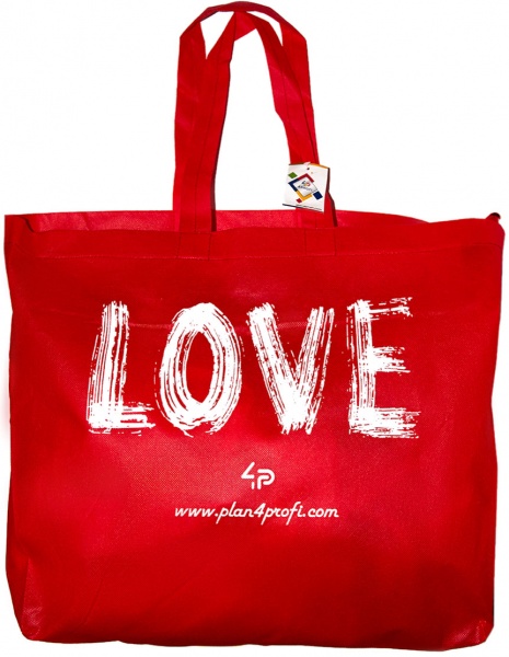 Сумка-шопер 4PROFI на блискавці 38x53 см з принтом червоний 