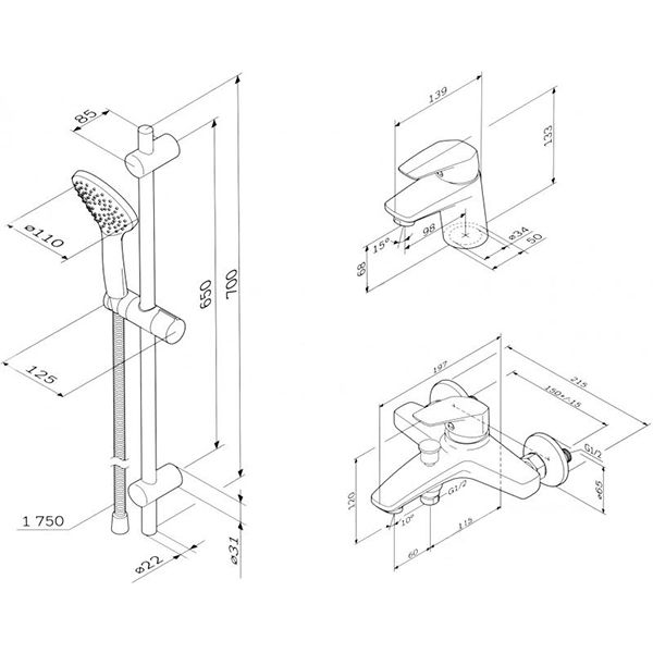 Набор душевой AM PM Gem F4099000