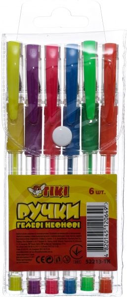 Набор ручек гелевых Тікі неоновых 6 шт. 52213-TK 