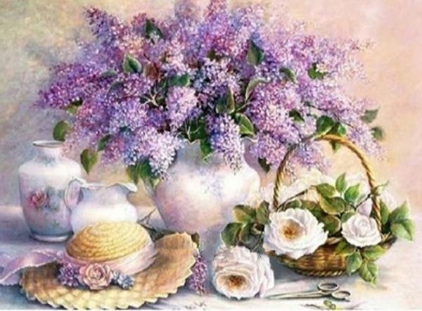 Набір для творчості зі стразами на підрамнику Квітковий вальс 40х50 см Діамантові ручки 