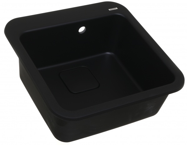 Мойка для кухни ScandiSPA Cube 500 черная с сифоном 