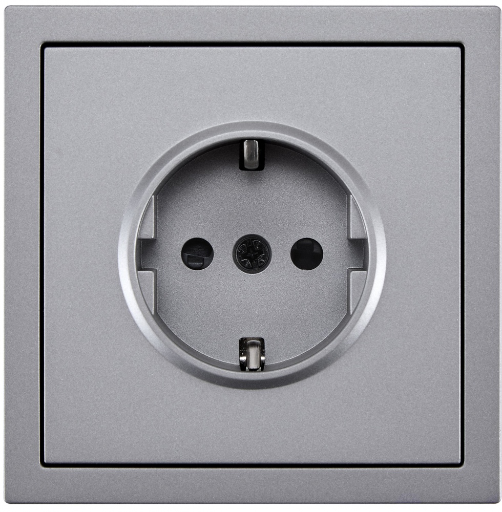 Механізм розетки побутова із заземленням HausMark Juna IP20 сірий 7041-3588-124BQC