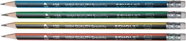 Олівець графітний НВ з гумкою трикутний чорно-неоновий 126 SOZ SCHOLZ