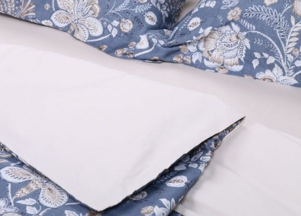 Комплект постільної білизни Destiny сімейний синій із білим Mascioni 