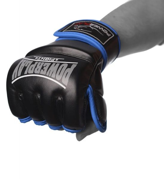 Перчатки для MMA PowerPlay р. S 6oz 3058 черный с синим