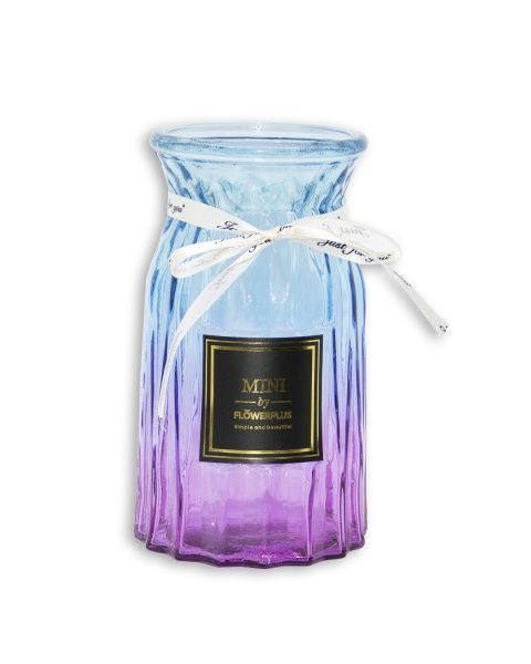 Ваза стеклянная Crystal Nicole 18 см омбре розово-синяя YIWU