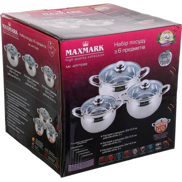 Набор кастрюль Maxmark MK-APP7506B 6 предметов