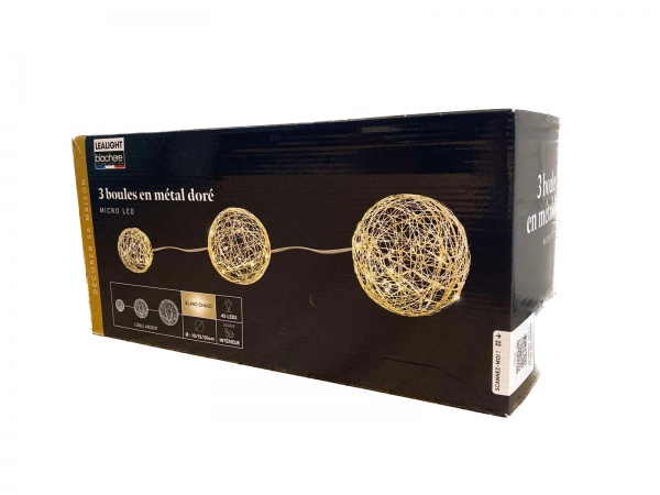 Декорация новогодняя шары декоративные с гирляндой 10 см 