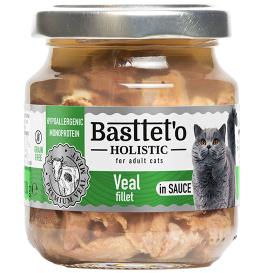 Консерва для котов Basttet`o Holistic кусочки филе телятины в соусе 130 г